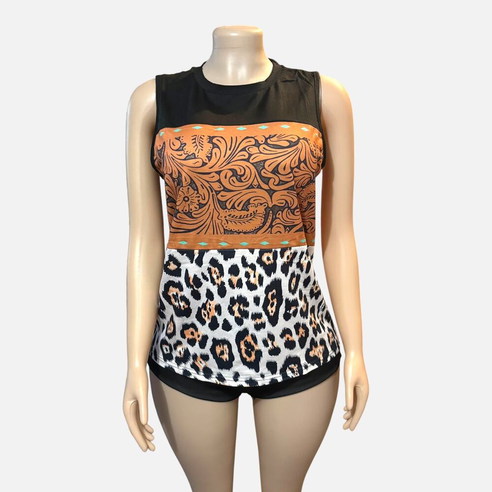 Leopard Multi Color-Block T-shirt - Picture 2 of 5